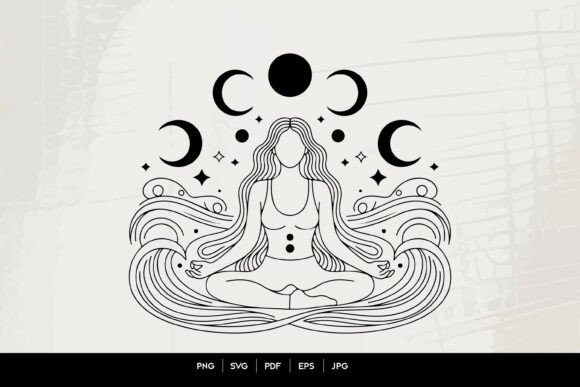 Download Mystical Moon Phase Meditation Woman Lin - Woman Collection