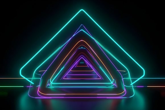 Download Colorful Neon Triangle Mosaic Background - Triangle Collection