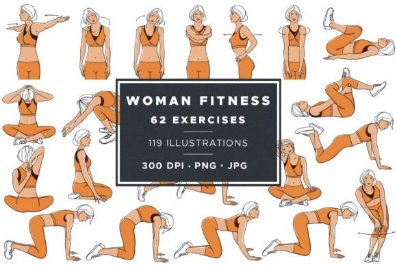 Download Woman Fitness Exercises Illustrations - Woman Collection