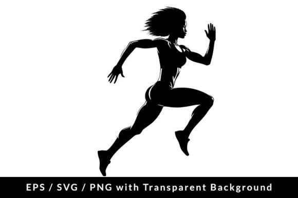 Download Afro Woman Athlete Running Silhouette - Woman Collection