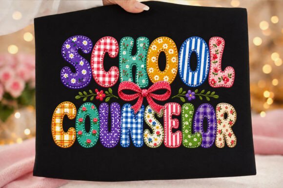 Download Patchwork School Counselor Floral Bow - Counselor Collection